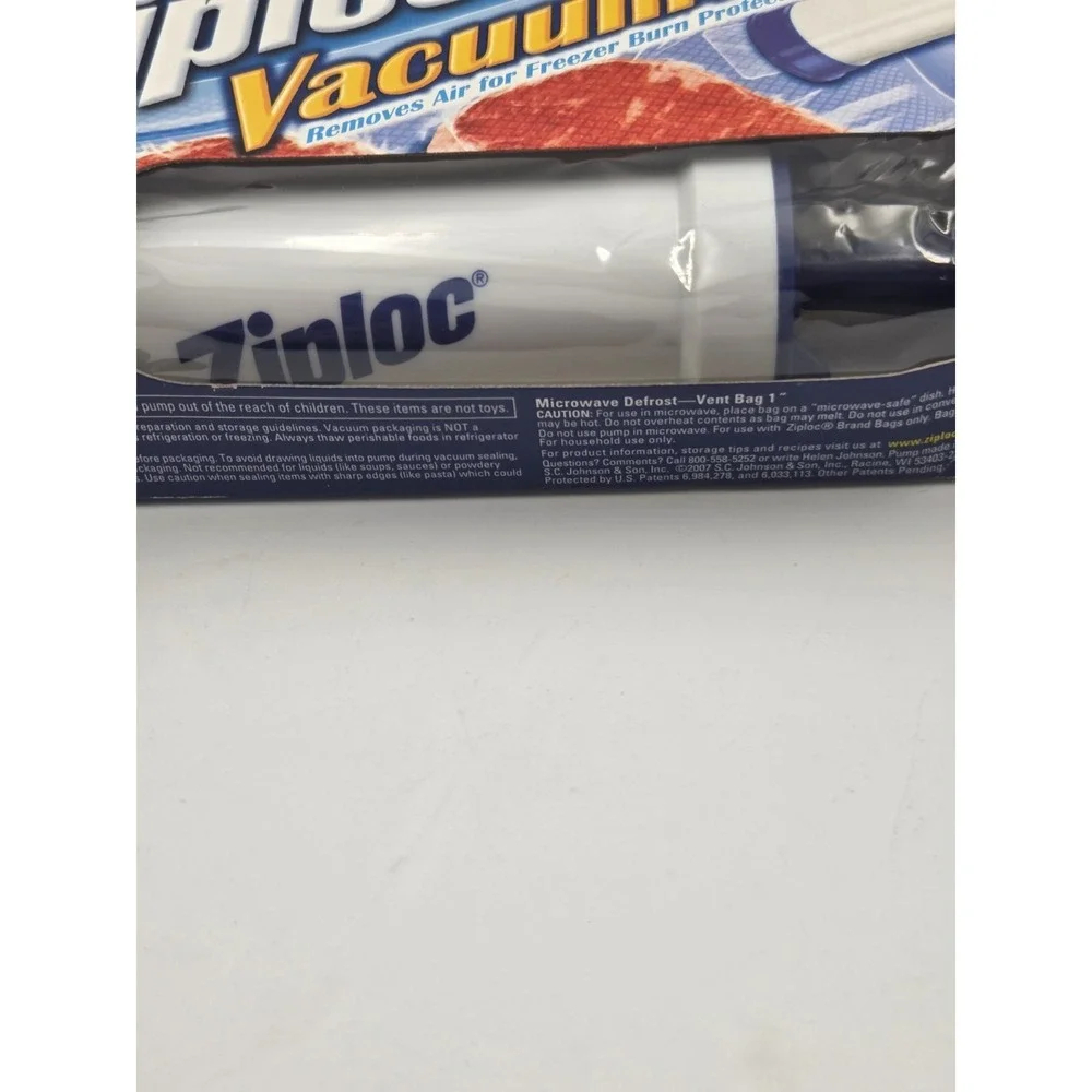 Ziploc Vacuum Starter Kit 1 Freezer Quart Size Pump & 3 Bags New in Box
